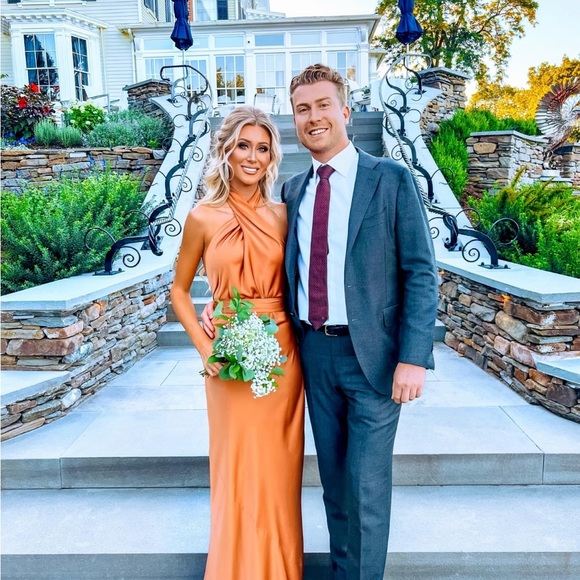 Show Me Your MuMu Dresses & Skirts - TAN GOWN WITH TIE